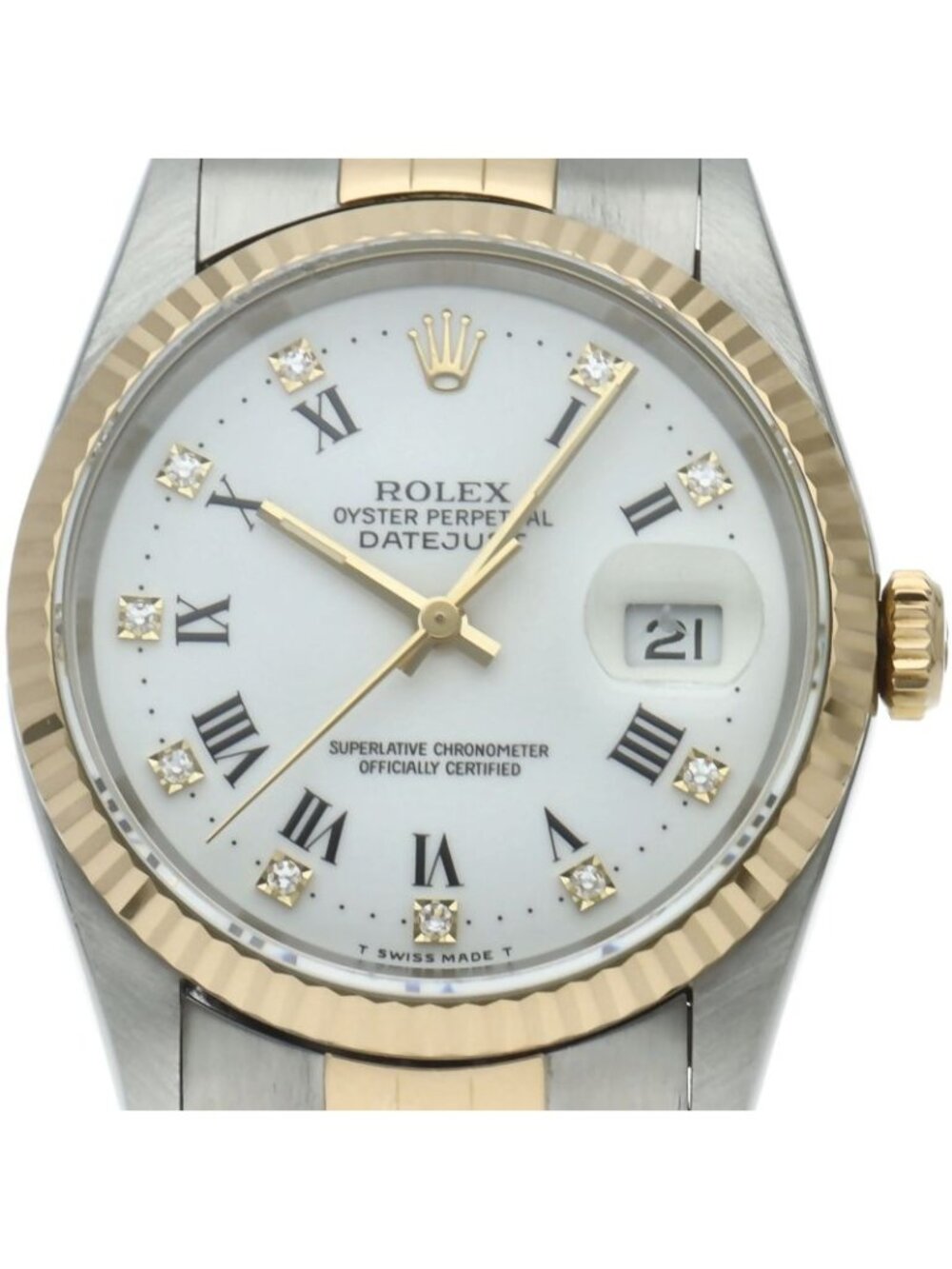 Rolex Datejust Watch Diamond 18k Yellow Gold SS White 19